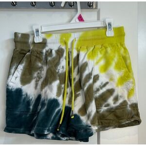 Young Fabulous & Broke Tie Dye Sweat Shorts Lime Green Olive Teal Womens S